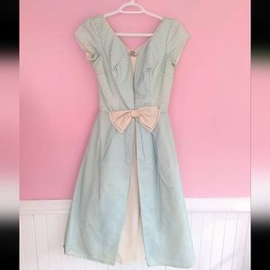 Vintage Baby Blue Gingham Bow Dress